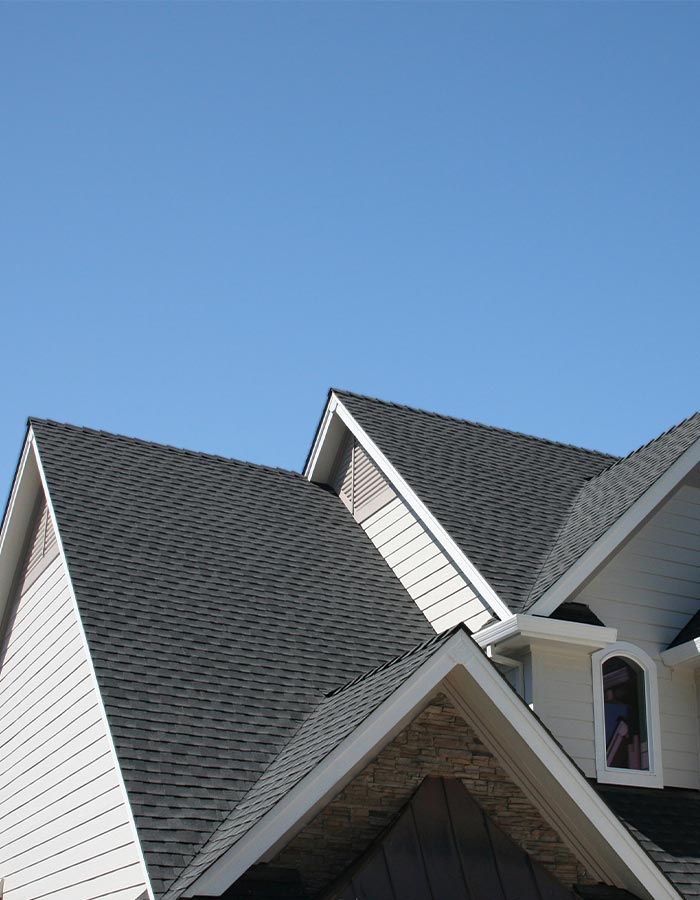 a close-up of a gray pitched roof