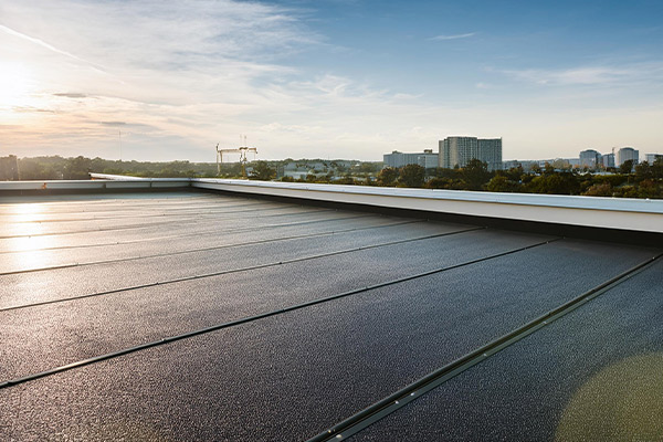 Commercial flat roof on a business building